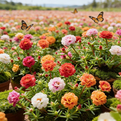 🌸 Double Flowered Moss Rose Seeds – 🌿Perennial Flower Seeds / Large Flowers / Easy to Grow