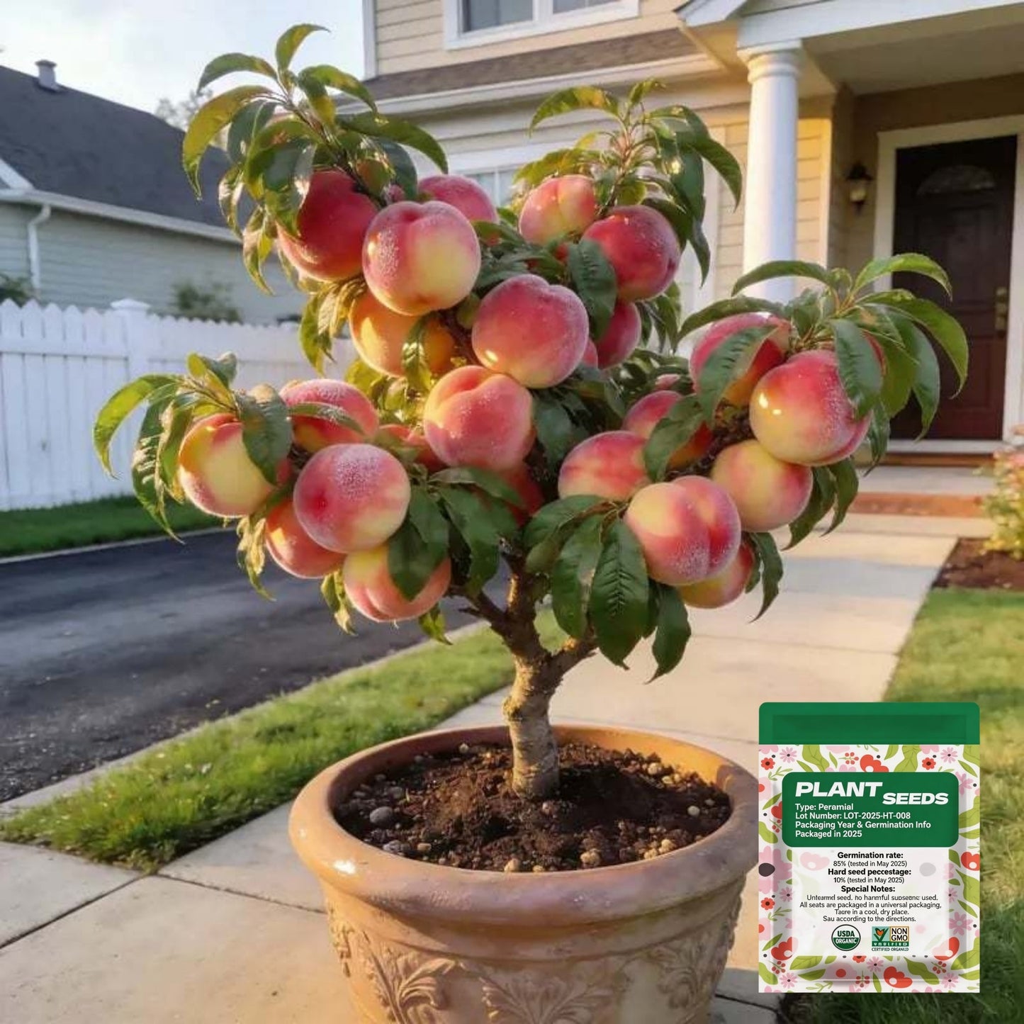 ⏰VIP Shipping Today Only-Ships within 24 hours⏰ 🍑 Heirloom "Honey Red" Dwarf Peach Tree Live Seeds