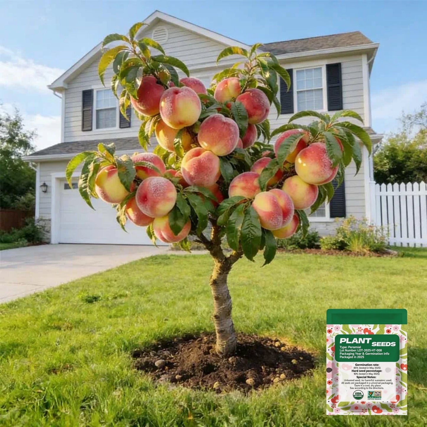 🔥 65K+ SOLD! 😋🍑 Heirloom "Honey Red" Dwarf Peach Tree Live Seeds
