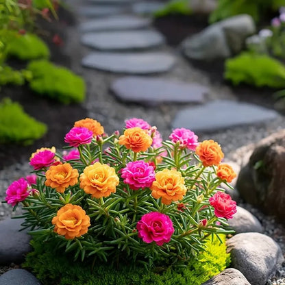 🌸 Double Flowered Moss Rose Seeds – 🌿Perennial Flower Seeds / Large Flowers / Easy to Grow