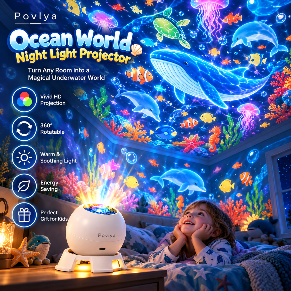 🦖🌊 Ocean & Dinosaur World Projector – 360° Magical Adventure for Kids