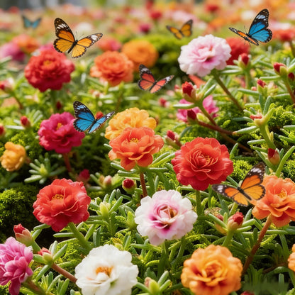 🌸 Double Flowered Moss Rose Seeds – 🌿Perennial Flower Seeds / Large Flowers / Easy to Grow