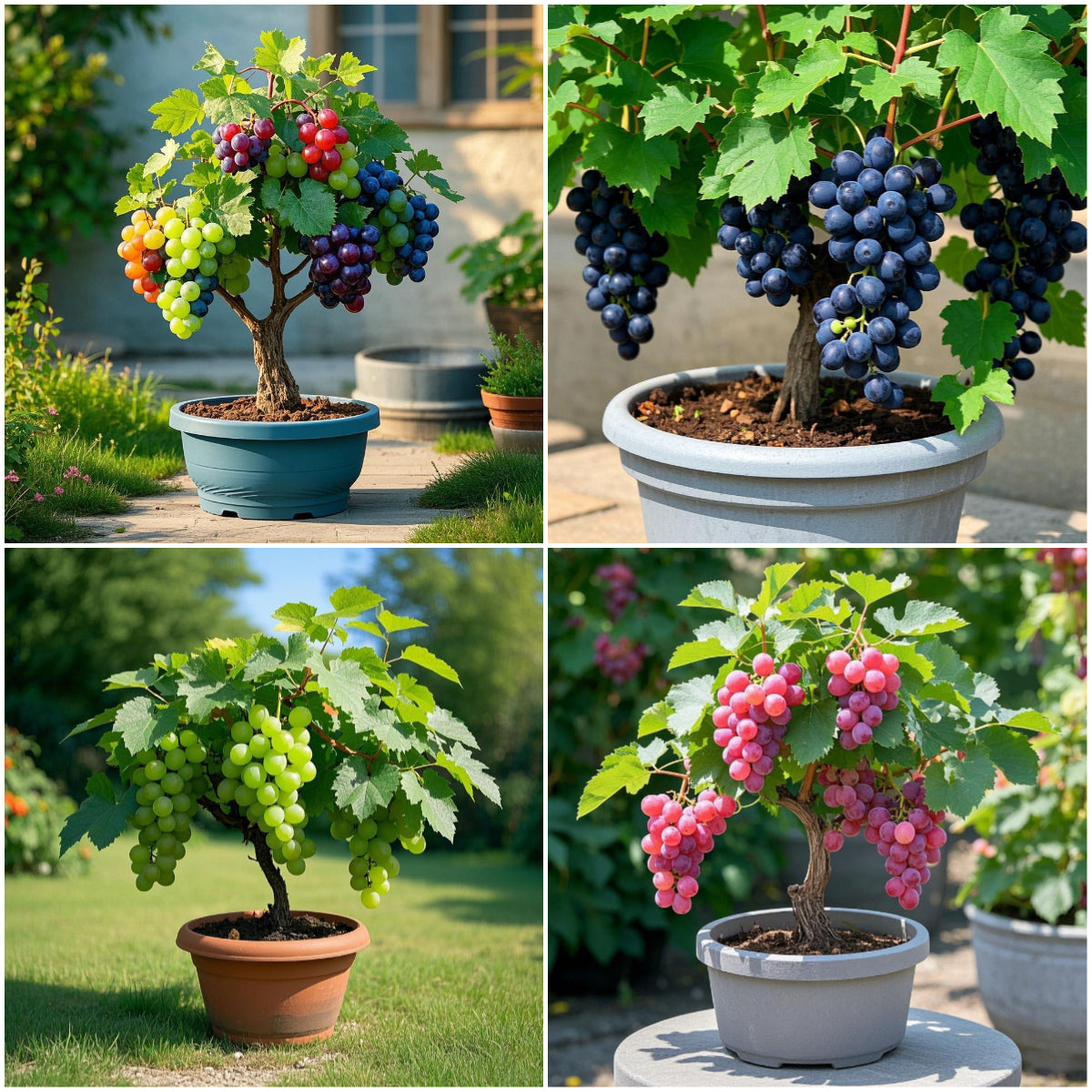 🌈Colorful Potted Grape Tree Seeds - Black, Pink, Rainbow, Green