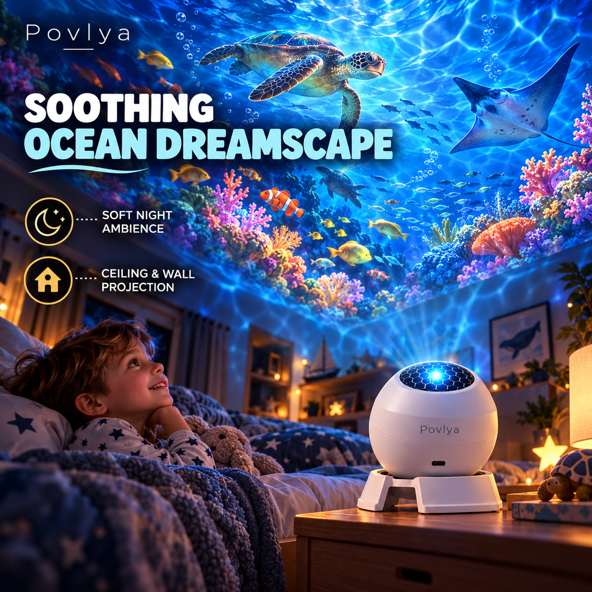 🦖🌊 Ocean & Dinosaur World Projector – 360° Magical Adventure for Kids