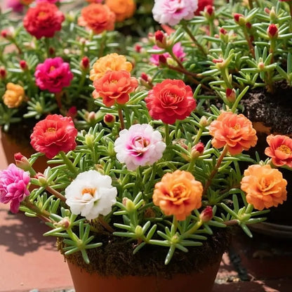 🌸 Double Flowered Moss Rose Seeds – 🌿Perennial Flower Seeds / Large Flowers / Easy to Grow